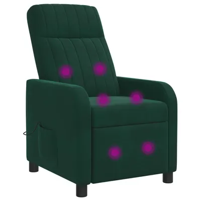 vidaXL Reclinabil cu masaj Verde închis Catifea