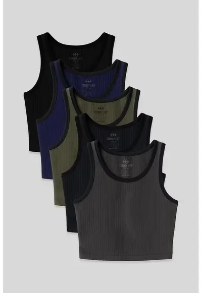 Top scurt - bumbac reiat - bleumarin - casual