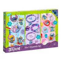Set creativ 3 în 1, Stitch – diamond painting, brățări cu charm-uri & modelaj cu vopsele, Totum, 5+ ani