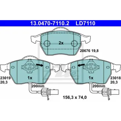 Set placute frana, frana disc ATE 13.0470-7110.2