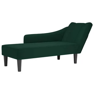 vidaXL Sezlong cu cotiera dreapta catifea verde inchis