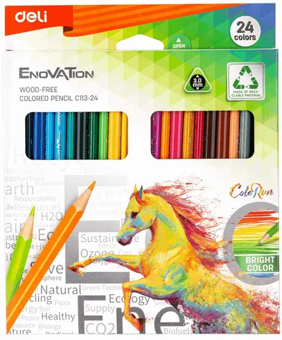 Creioane colorate Deli Enovation - EC113-24, 24 culori
