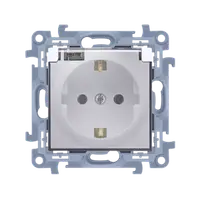 Priza Schuko IP44 cu garnitura de etansare si obturatoare de protectie, capac transparent 16 A, 250V~, alb, borne cu surub
