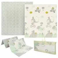 Covoras de joaca, Primabobo, Model elefantel, Pliabil, Impermeabil, 120 x 180 cm, BPA Free, Cu Imprimeu pe ambele parti, Geanta transport, Multicolor