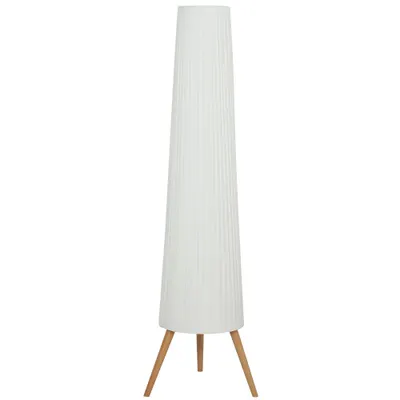 Lampă de podea HOMCOM cu trepied, întrerupător de picior și luminozitate reglabilă, 46x46x153 cm, albă | Aosom Romania