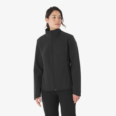 Geacă Softshell cu protecție împotriva vântului Trekking MT100 Negru Damă