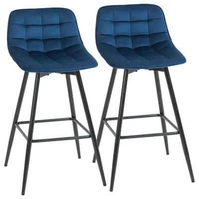 HOMCOM Set 2 Scaune Înalte în Stil Nordic cu Spătar și Suport pentru Picioare, 45x47x88 cm, Albastru | Aosom Romania