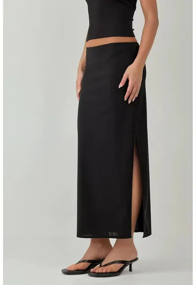 Fusta maxi - talie joasa - neagra - textil