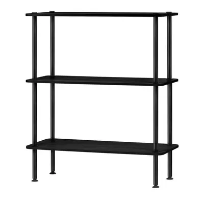 Etajeră neagră cu aspect de lemn de stejar 80x90,5x35 cm Teidi – noo.ma