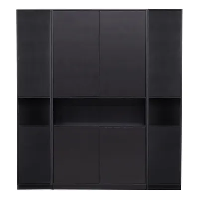 Bibliotecă modulară neagră din lemn masiv de pin 190x210 cm Finca – WOOOD