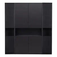 Bibliotecă modulară neagră din lemn masiv de pin 190x210 cm Finca – WOOOD