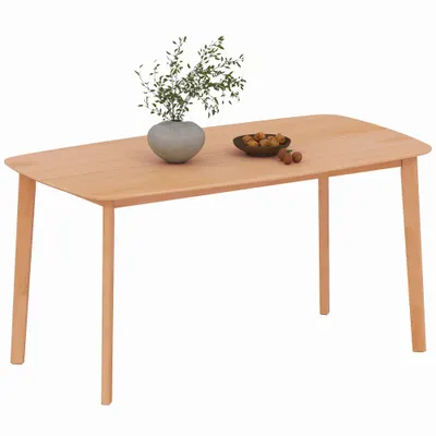 HOMCOM Masă de dining rectangulară pentru 6 persoane masă de bucătărie 150 cm din lemn masiv 150 x 80 x 76 cm lemn natural | Aosom Romania