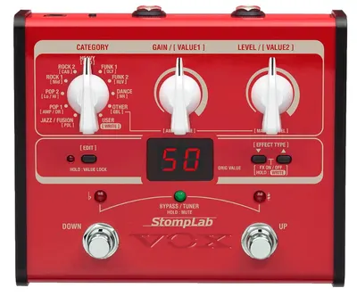 Pedală VOX Bass Modeling Processor - Stomplab 1B, roșu