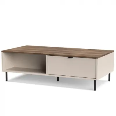 Masuta de cafea EVO, 2 sertare, casmir + stejar castello, 110x60x37 cm