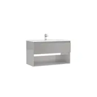 Set dulap baie suspendat 1 sertar Gala Daily cu lavoar inclus, 100 cm, gri lucios