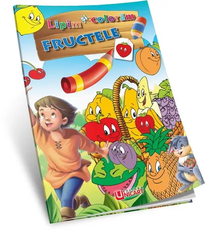 Caiet Engros de activități pentru prescolari - Lipim si coloram - Fructele , 20 x 29 cm , 16 pagini