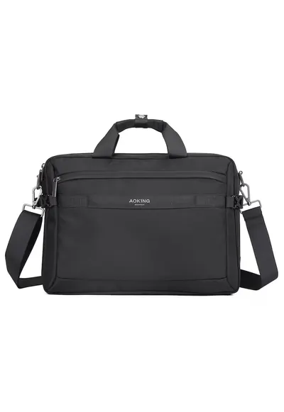 Geanta unisex cu detaliu logo pentru laptop - Negru