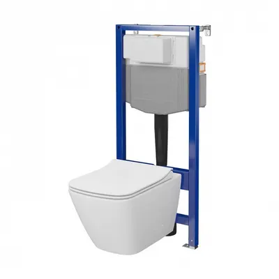 Set rezervor wc incastrat cu vas Wc patrat si capac duroplast, Cersanit City Pro