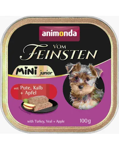 Hrană umedă căței rase mici junior ANIMONDA Mini 100g curcan vițel măr