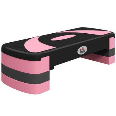 Soozier Stepper Aerobic Reglabil, Platformă pentru Exerciții, Trainer pentru Fitness și Yoga, Înălțimi 10-15-20 cm, Roz | Aosom Romania
