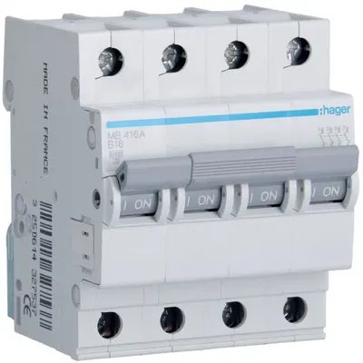 Siguranta automata 4P 6A 6kA curba B Hager MB406A