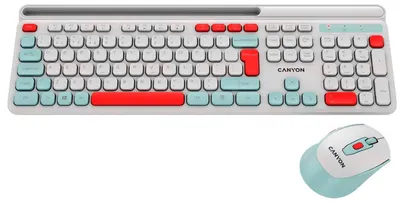 Kit mouse și tastatură Canyon - CNS-HSETW5WT, wireless, alb