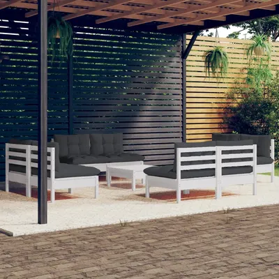 Gossi set mobilier gradina cu perne, 5 piese, antracit, lemn de pin