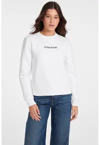 Bluza de trening cu decolteu la baza gatului si logo - Alb