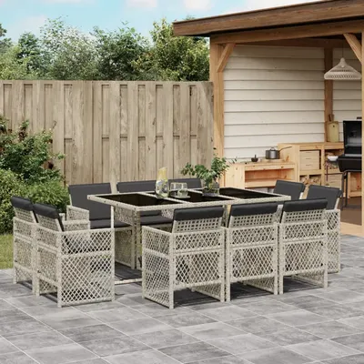 Gossi set mobilier de gradina cu perne 11 piese gri deschis poliratan