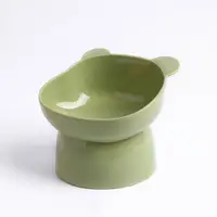 Bol din plastic, cu picior inalt, pentru pisici, verde, cu urechi de urs, 12 x 11 xm