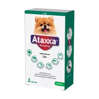 Pipeta antiparazitara pentru caini 4 kg Ataxxa ( 3 pipete )