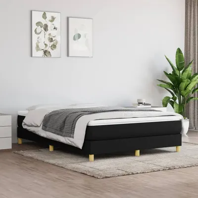 vidaXL Cadru de pat cu arcuri, negru, 140x200 cm, textil