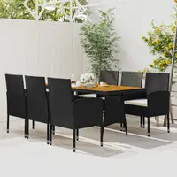 Gossi set mobilier de exterior, 7 piese, negru, poliratan
