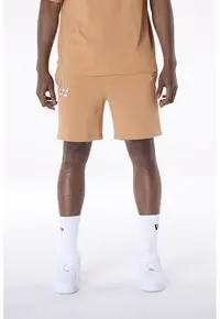 Pantaloni de trening scurti cu snur si monograma brodata - Maro camel