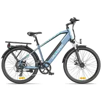 Bicicleta electrica Ulzomo Metro 26 E-bike, 250W, 36V 16Ah, autonomie 100km, viteza maxima 25km/h, Blue, 26''