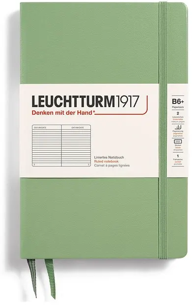 Caiet Leuchtturm1917 Paperback - B6+, verde deschis, liniat, copertă rigidă