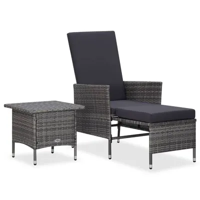 Gossi set mobilier de gradina cu perne, 2 piese, gri, poliratan