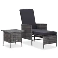 Gossi set mobilier de gradina cu perne, 2 piese, gri, poliratan