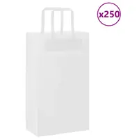 vidaXL Pungi de hârtie 250 buc cu mânere albe 21x11x36 cm