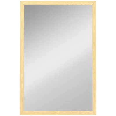 HOMCOM Oglindă murală rectangulară 60 x 40 cm, ramă din lemn natural, ideală pentru baie, living sau dormitor | Aosom Romania