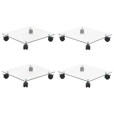 vidaXL Suport cu role de plante 4 buc 35x35cm sticlă securizată pătrat