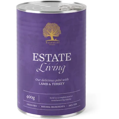 Hrana umeda pentru caini Conserva Essential Estate Living cu Miel şi Curcan 400g