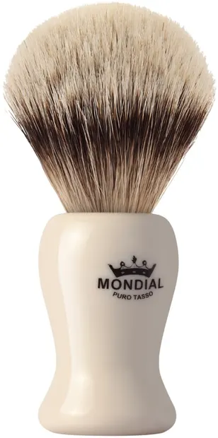 Mondial 1908 Perie de bărbierit cu păr din Super Badger, mărime L, mâner de fildeș