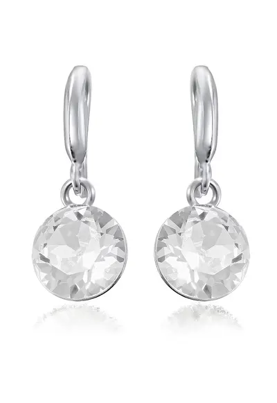 Cercei Argint 925 placat cu rodiu cu cristale Swarovski® Xirius 10mm Hook Crystal Clear