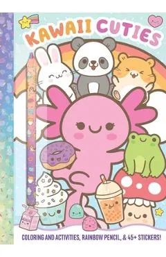 Kawaii Cuties: Coloring Book with Rainbow Pencil