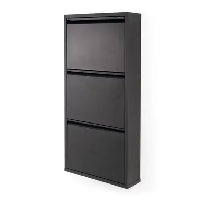 Pantofar negru cu deschidere înclinată din metal 50x103x15 cm Billy – Spinder Design