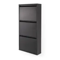 Pantofar negru cu deschidere înclinată din metal 50x103x15 cm Billy – Spinder Design