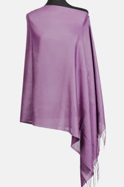 Esarfa dreptunghiulara lila din material tip cashmere