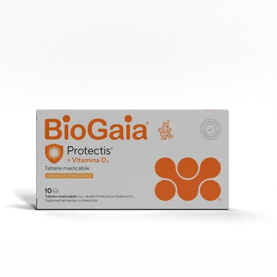 Protectis cu vitamina D3, 800 UI si aroma de portocale, BioGaia | 10 tablete