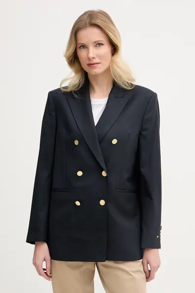 Tommy Hilfiger sacou cu două rânduri de nasturi pentru femei, cu amestec de lână